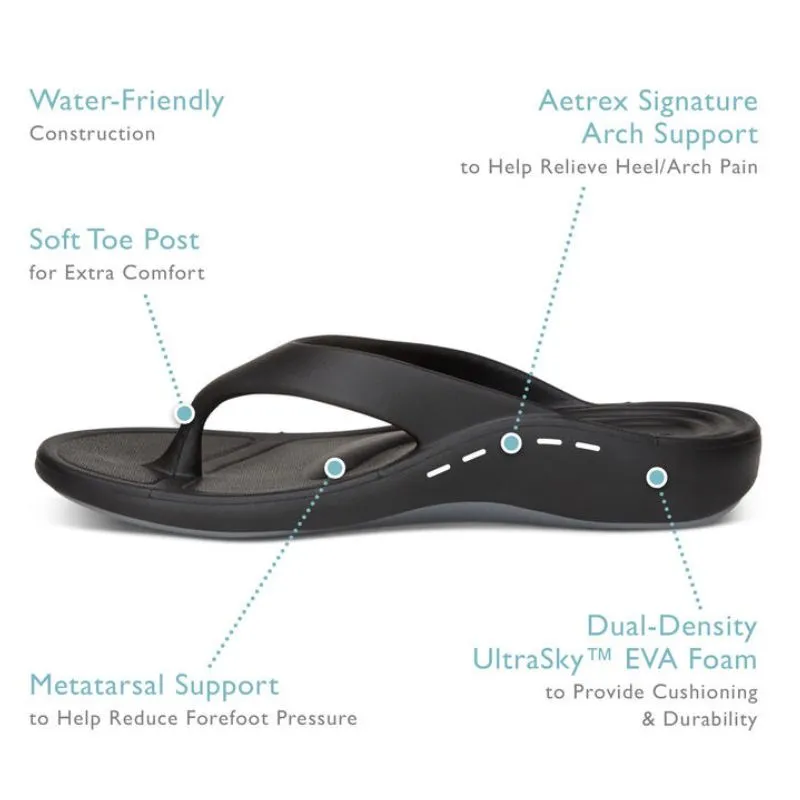 Aetrex Maui Black Women's Flips