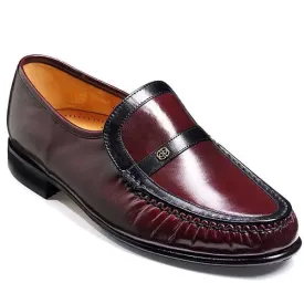 BARKER Jefferson Shoes - Mens Moccasins - Burgundy & Black Kid