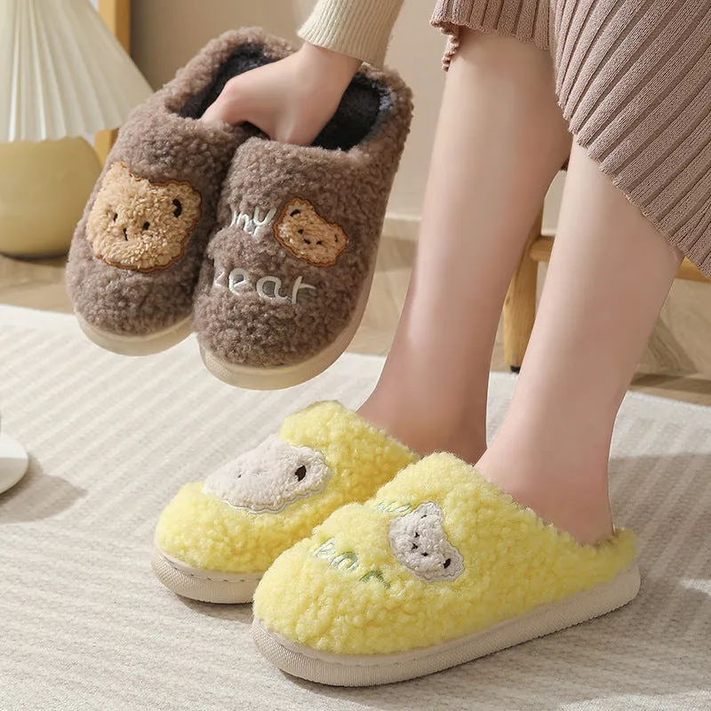 Bear Slippers Winter Warm House Shoes For Women Couple