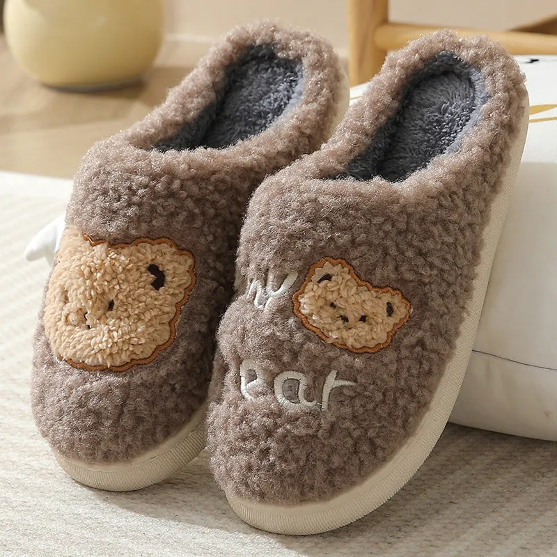 Bear Slippers Winter Warm House Shoes For Women Couple