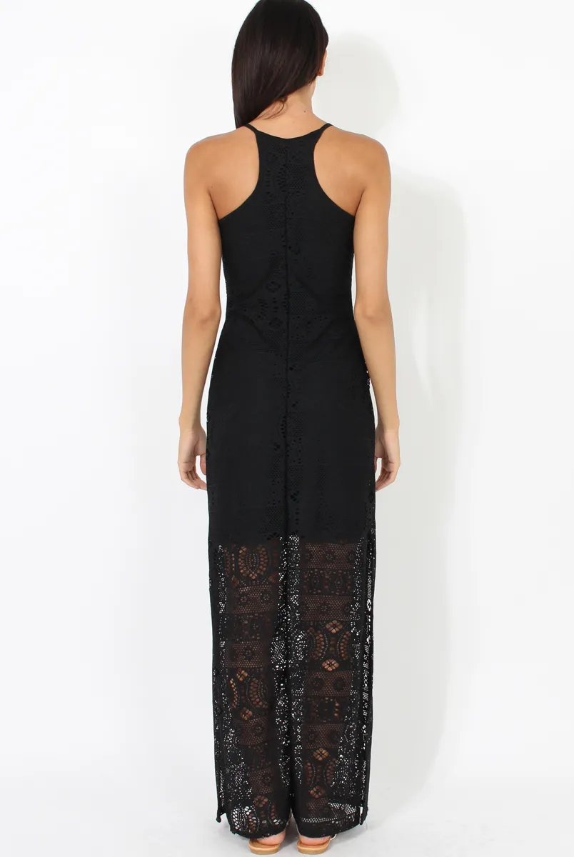 Black Crochet Maxi Dress - Paris