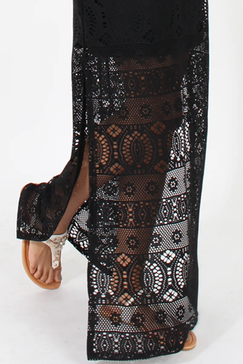 Black Crochet Maxi Dress - Paris