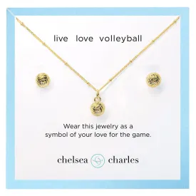 CC Sport Gold Volleyball Necklace and Earrings Gift Set