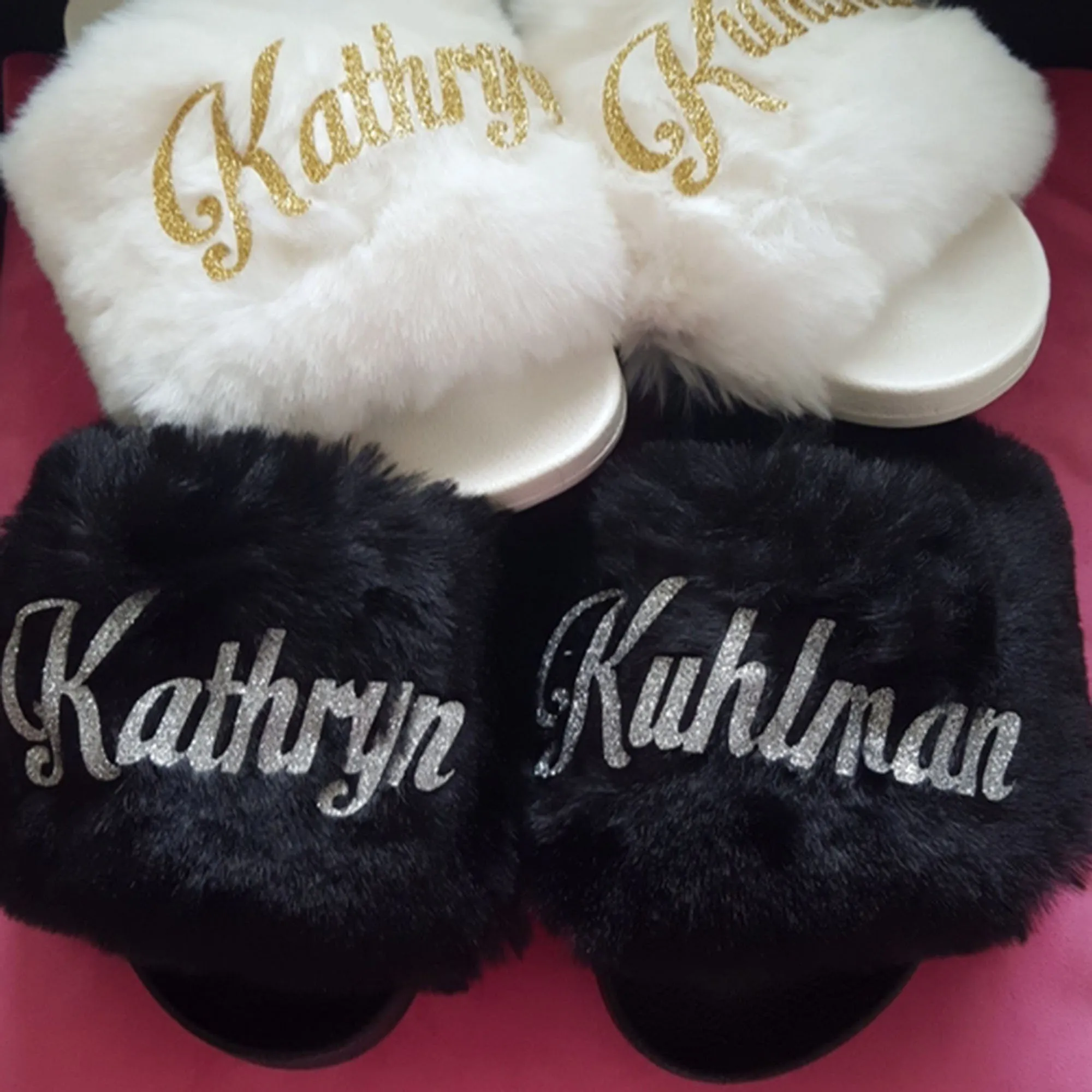 Customized Name Slides - Fur Slides - slippers