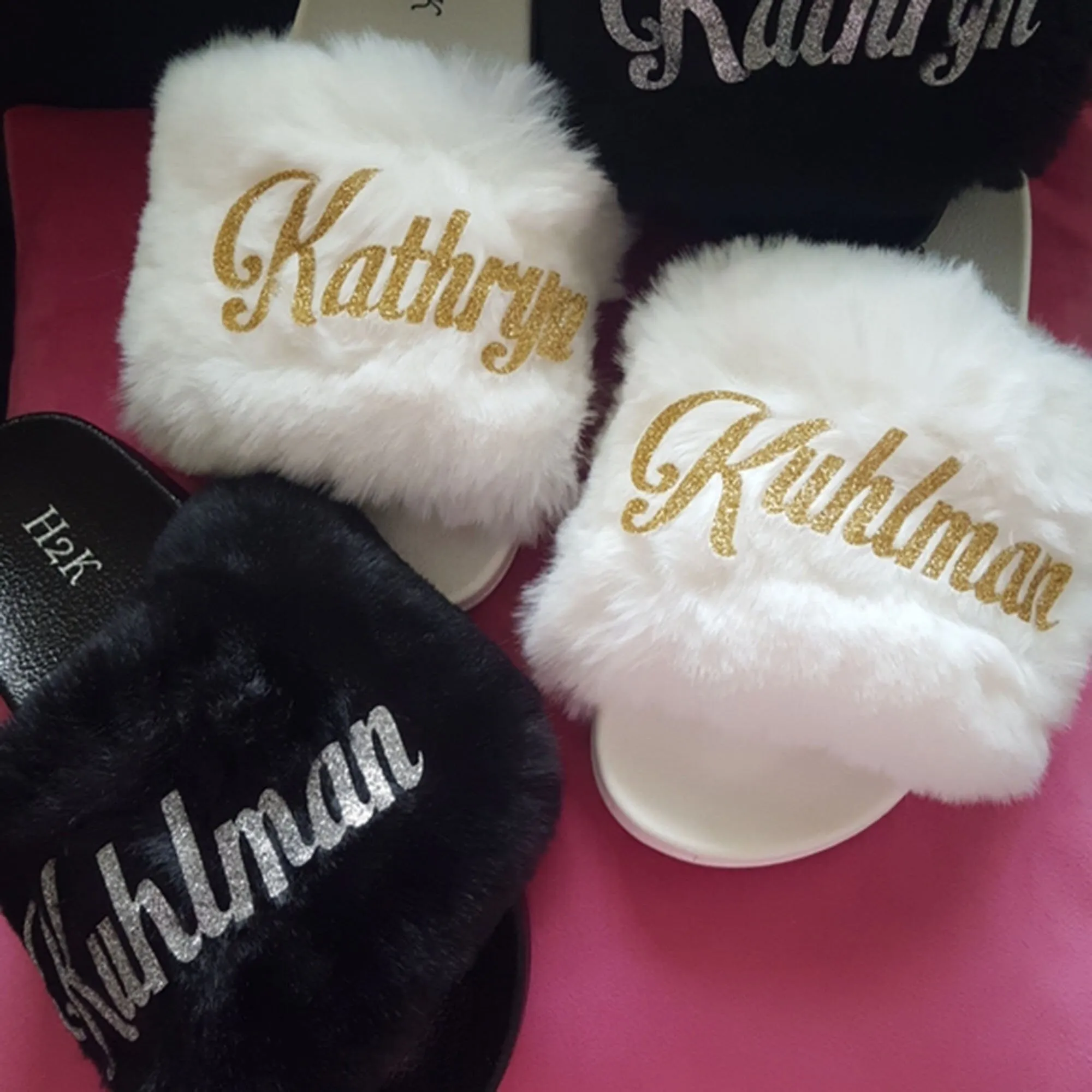 Customized Name Slides - Fur Slides - slippers