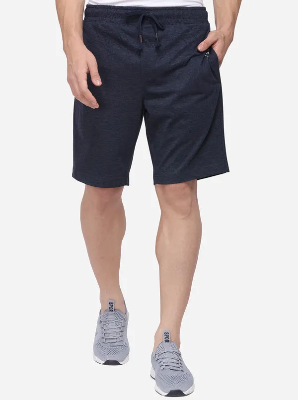 Dark Blue Regular Fit Solid Shorts | JadeBlue