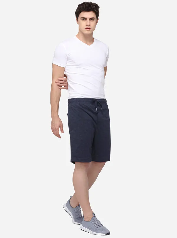 Dark Blue Regular Fit Solid Shorts | JadeBlue