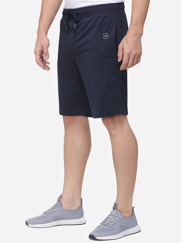 Dark Blue Regular Fit Solid Shorts | JadeBlue