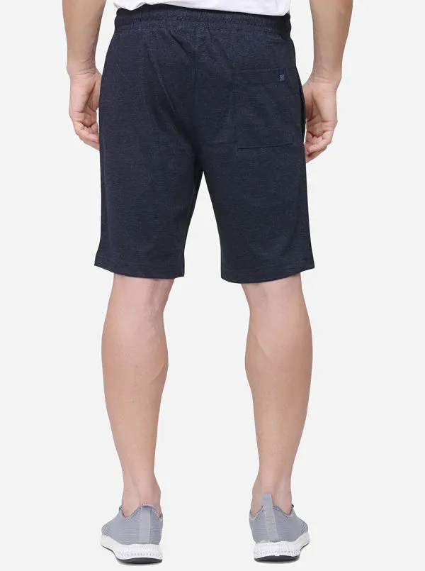 Dark Blue Regular Fit Solid Shorts | JadeBlue