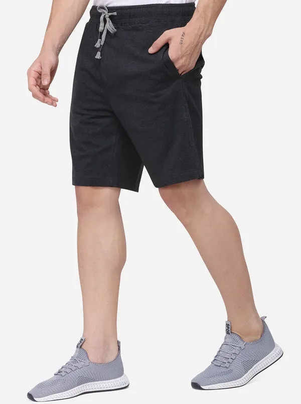 Dark Grey Solid Regular Fit Shorts | JadeBlue