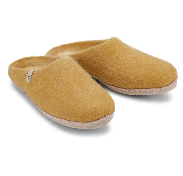 Egos Copenhagen Natural Wool Slippers in Mustard