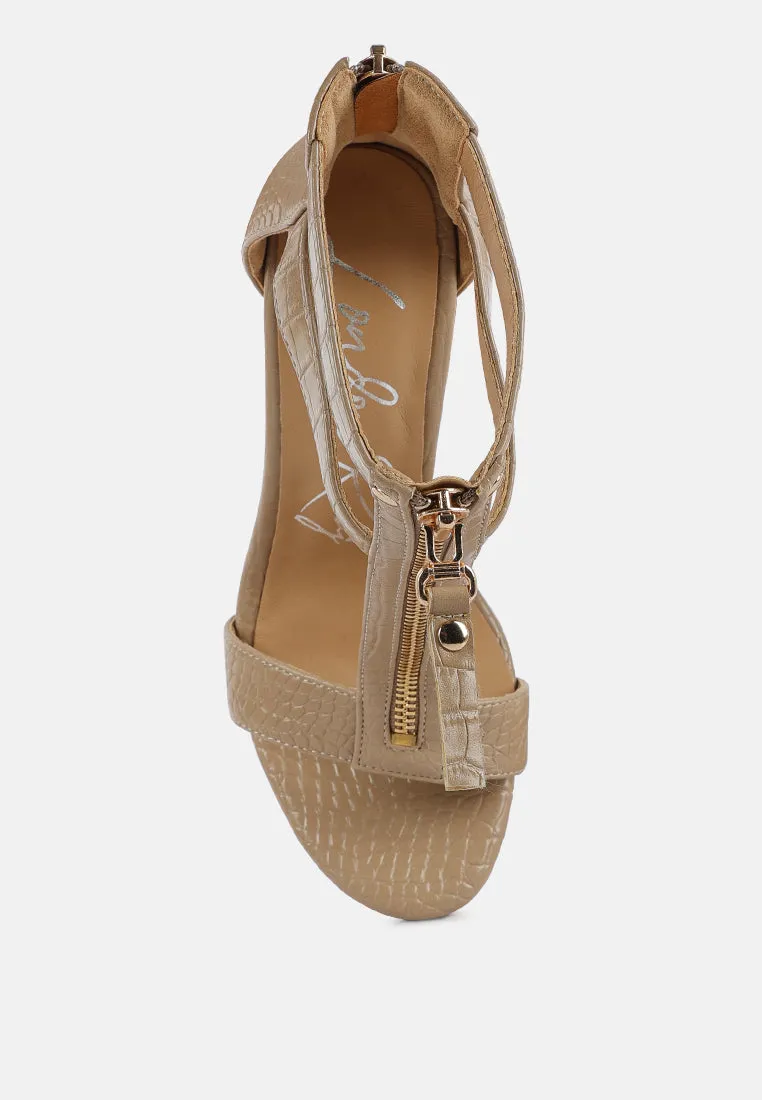 Felicity Zip Up T Strap Sandals