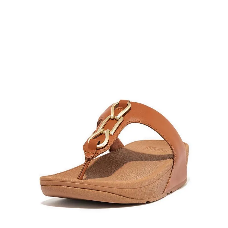 Fitflop Hallye Women's Chain-Leather Toe-Post Sandals - Light Tan