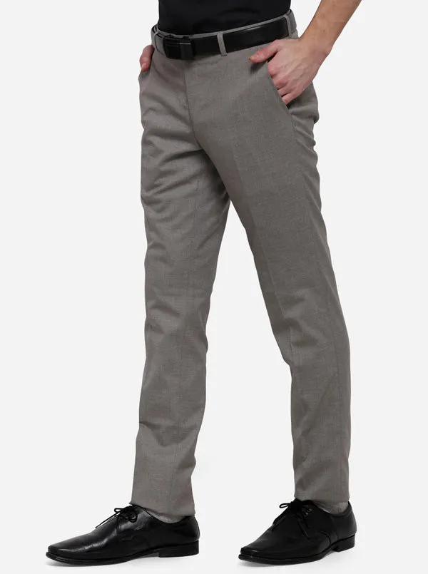 Grey Solid Super Slim Fit Formal Trouser | Greenfibre