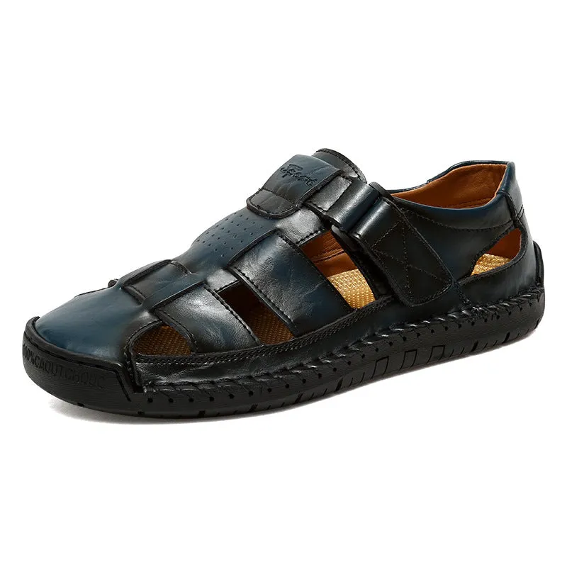 HAND SEWN GENUINE LEATHER CASUAL BEACH MEN'S SANDALS