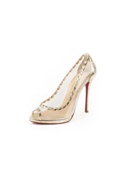 Hargaret Crinkled Leather PVC 120 Pumps - Gold