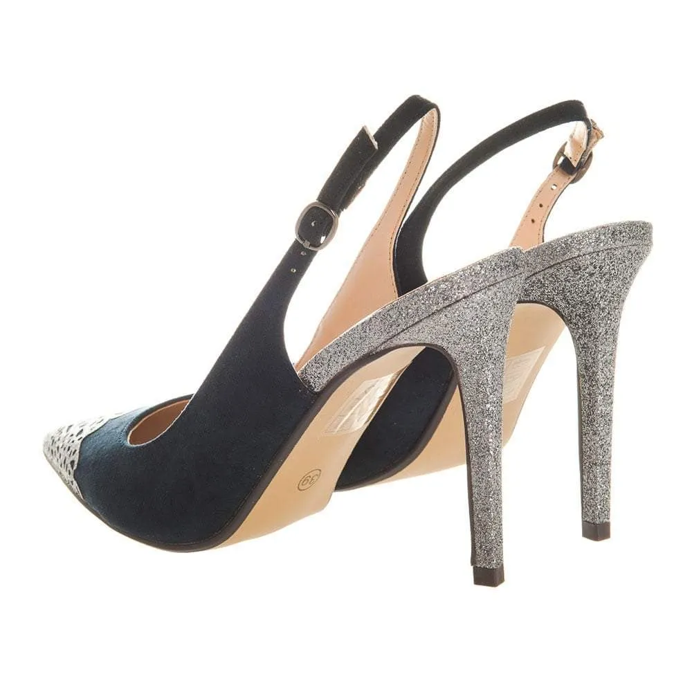 Karlie Diamante Trim High Stiletto Heel Sling Back Shoe