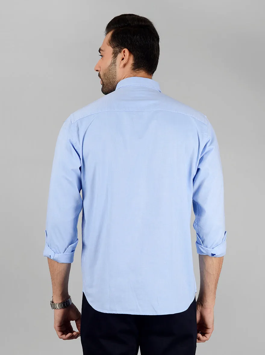 Light Blue Solid Classic Fit Casual Shirt | Greenfibre