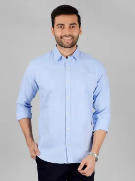 Light Blue Solid Classic Fit Casual Shirt | Greenfibre