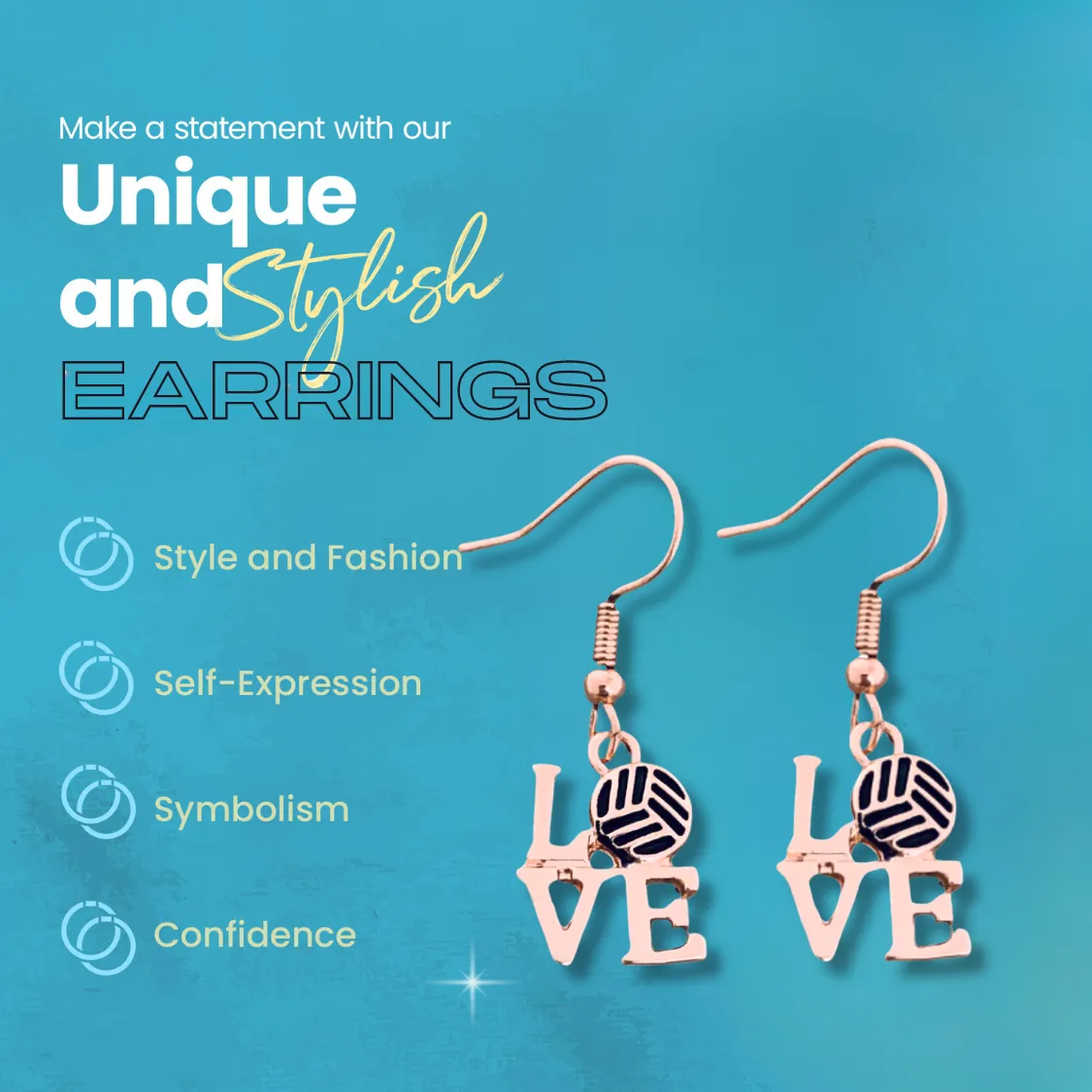 Love Volleyball Rose Gold Earrings