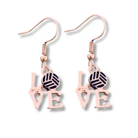 Love Volleyball Rose Gold Earrings