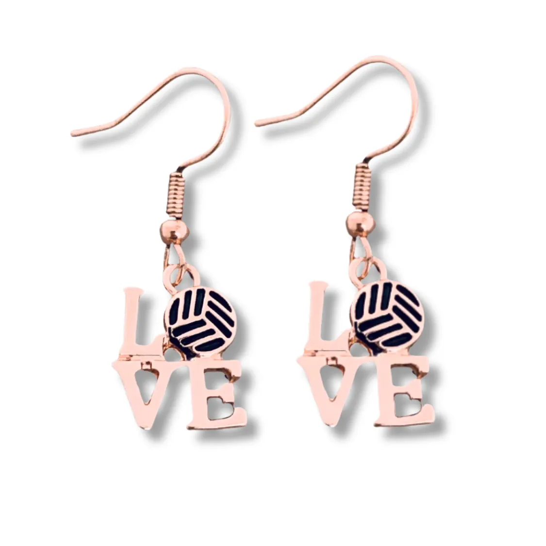 Love Volleyball Rose Gold Earrings