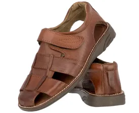 Men's Brown Genuine Ankle Strap Slip On Leather Mexican Huaraches Sandals 291