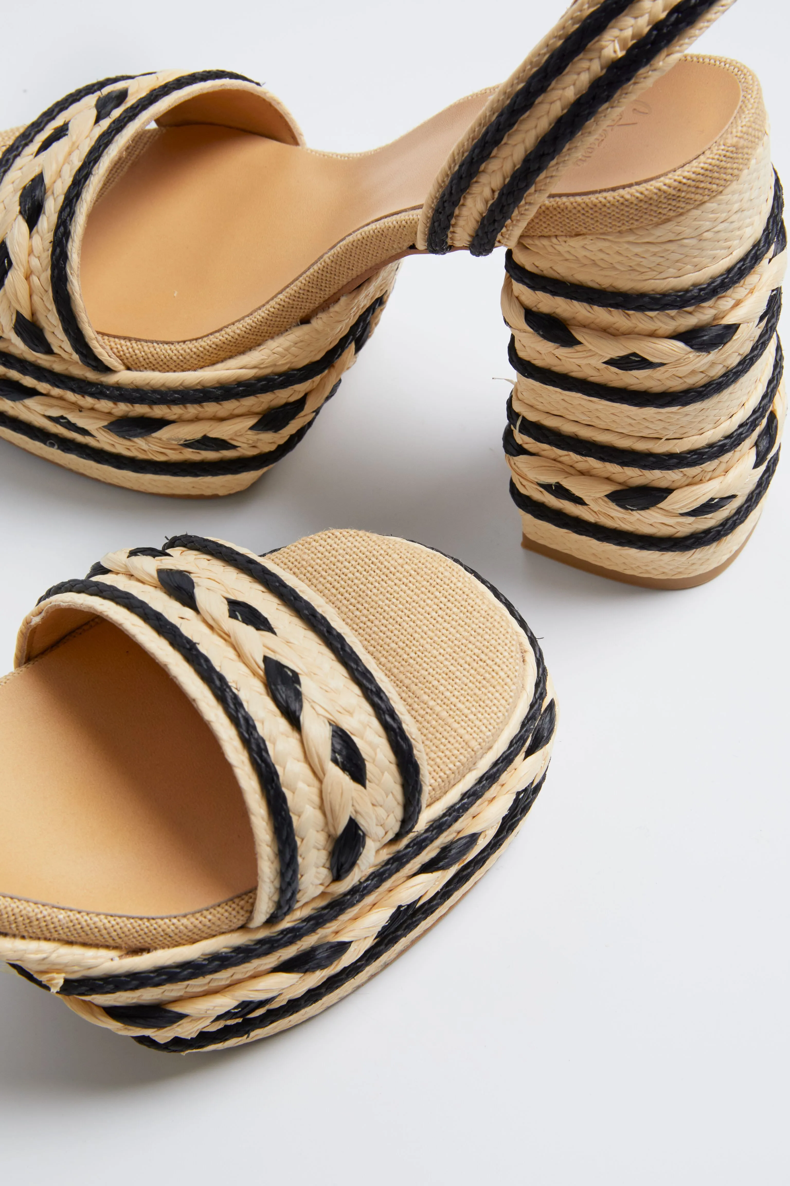 Natural Raffia Flas Heels