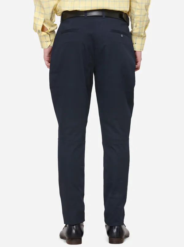 Navy Blue Solid Super Slim Fit Formal Trouser | JadeBlue