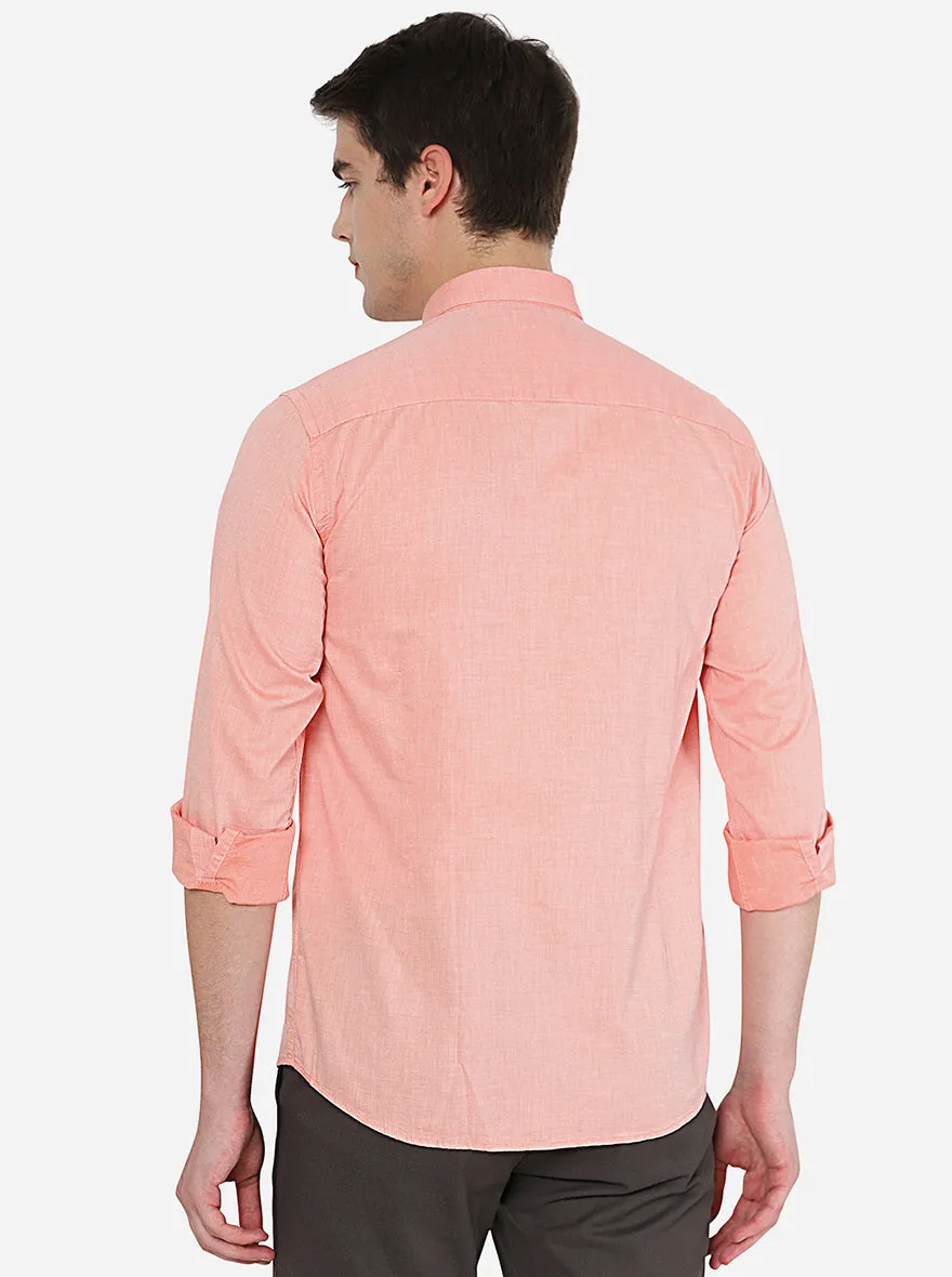 Orange Solid Slim Fit Casual Shirt | JadeBlue