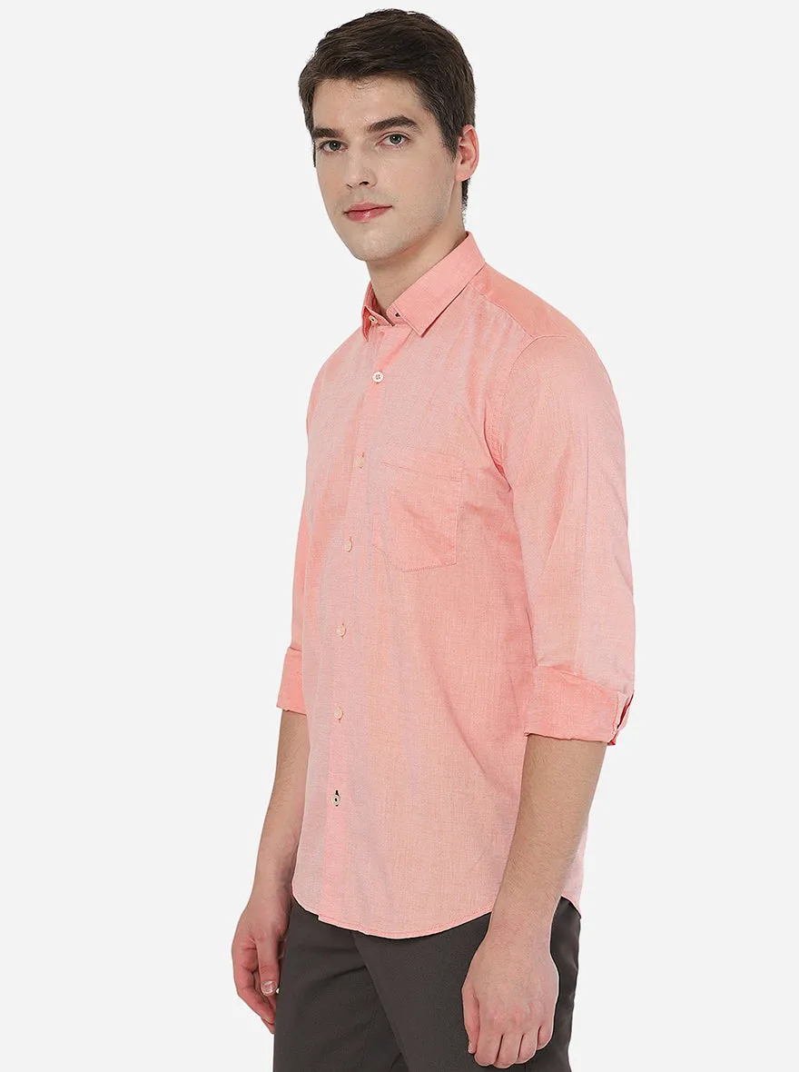 Orange Solid Slim Fit Casual Shirt | JadeBlue