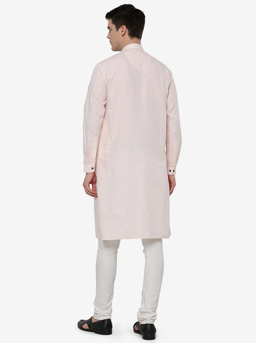 Peach Solid Regular Fit Modi Kurta | JadeBlue