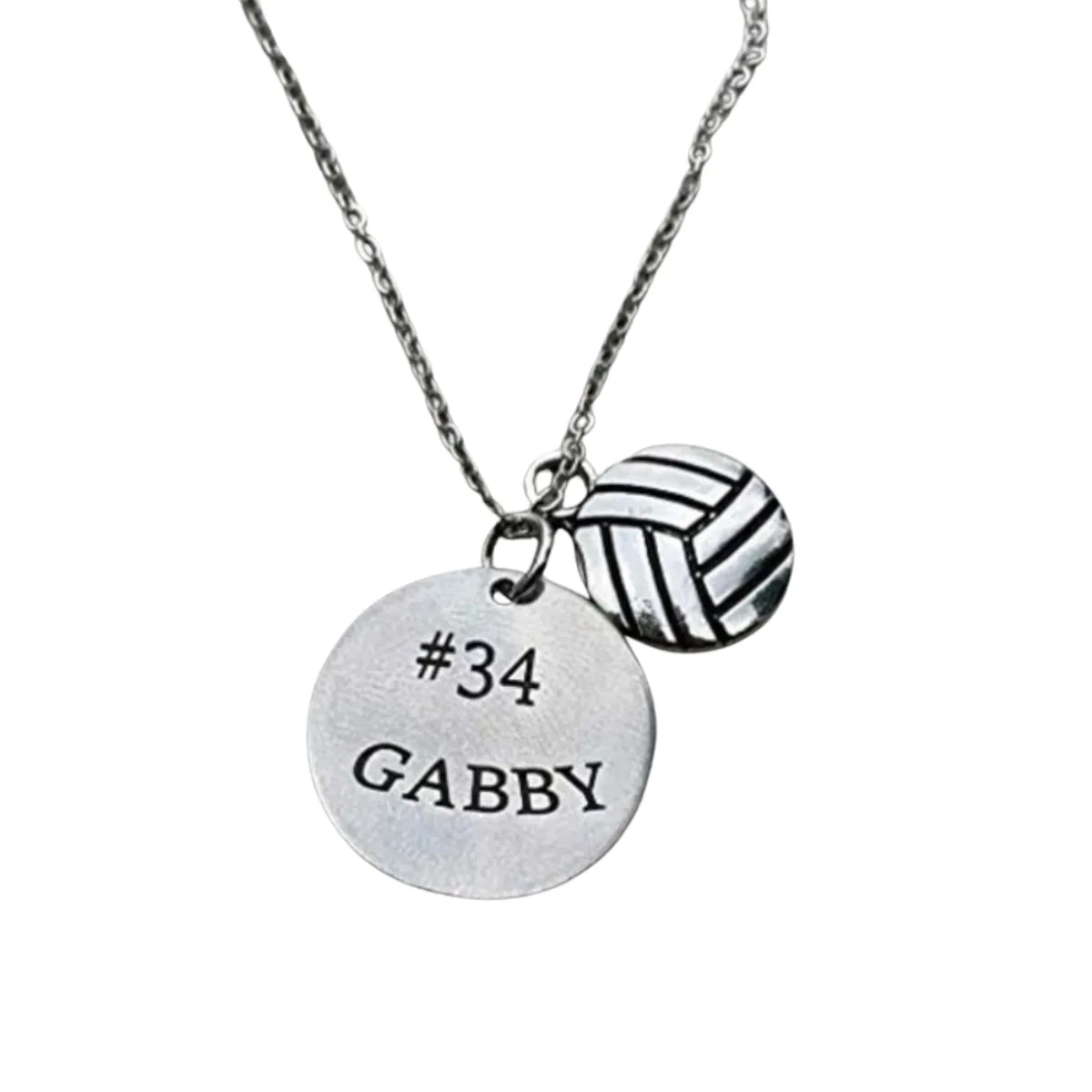 Personalized Engraved Volleyball Charm Necklace