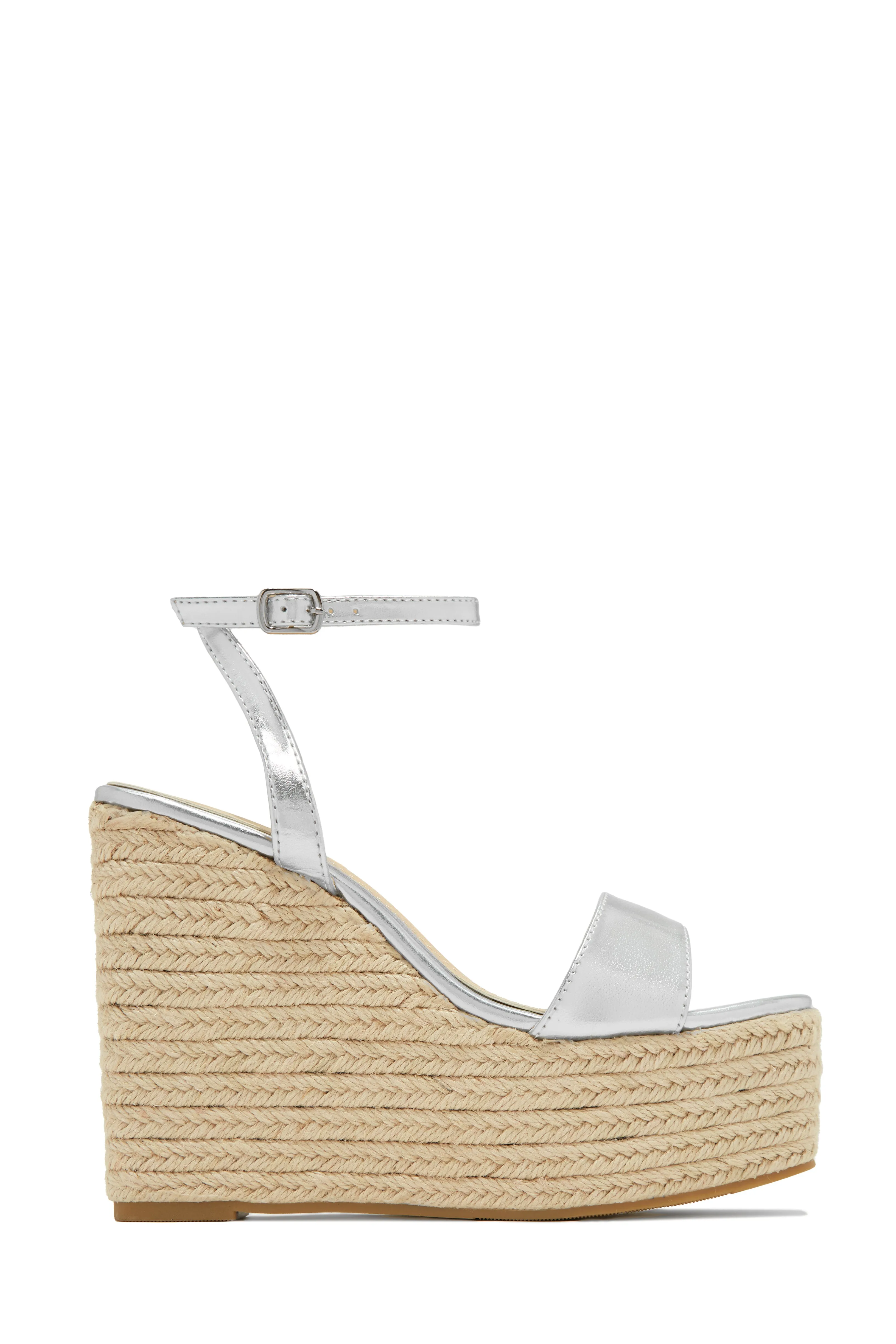 Poolside Espadrille Platform Wedges - Gold