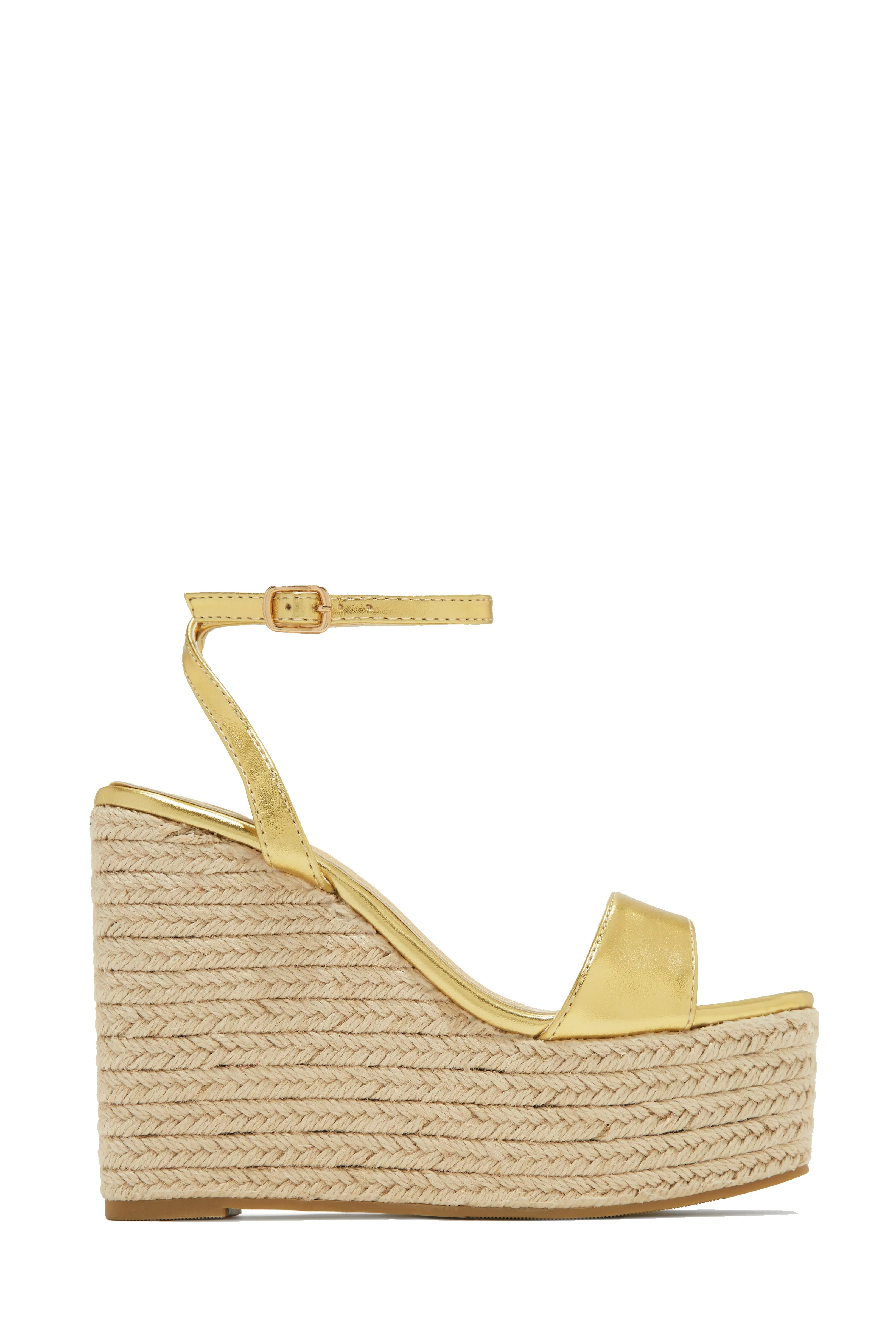 Poolside Espadrille Platform Wedges - Gold