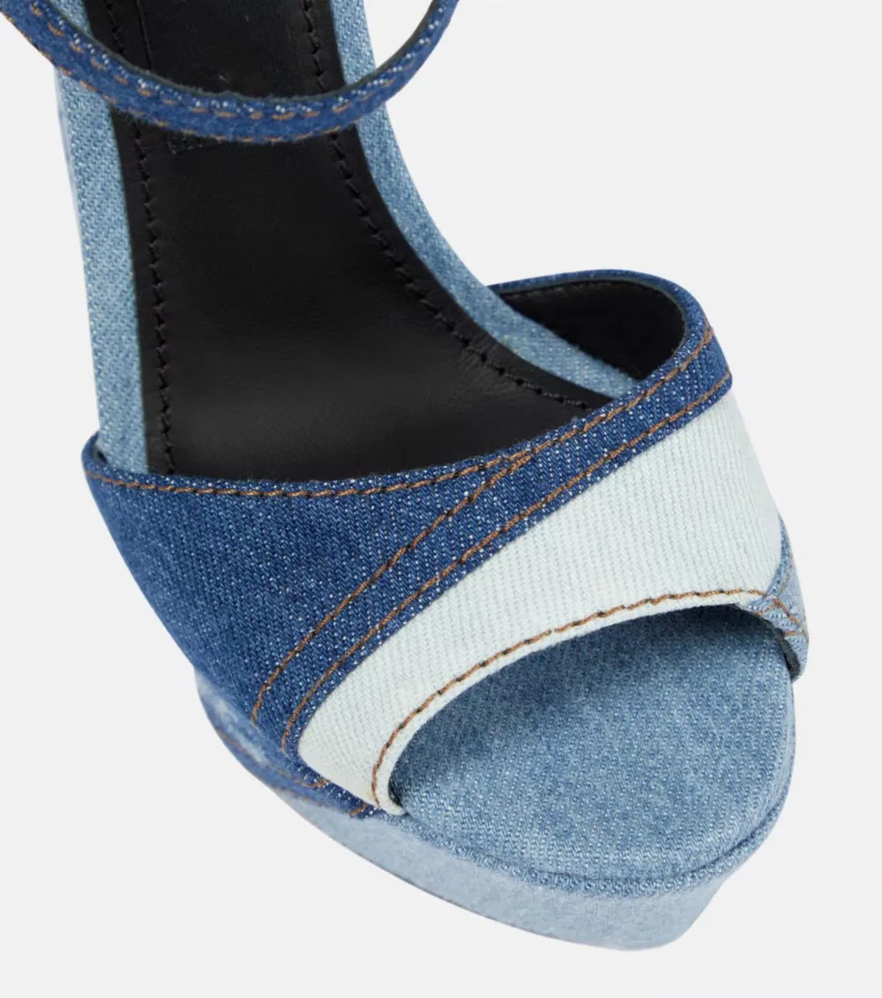 Pre Order:  Blue Denim Peep Toe Sandals