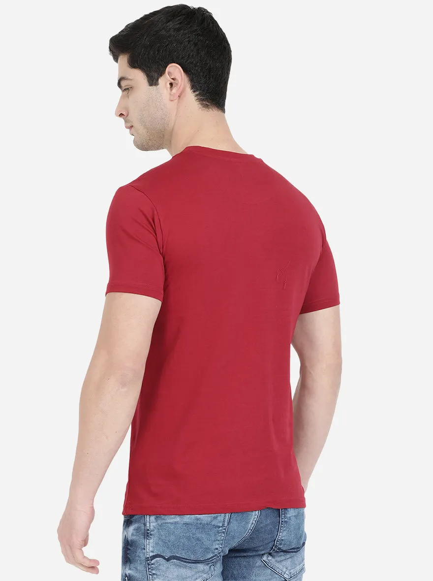 Rio Red Solid Slim Fit T-Shirt | JadeBlue