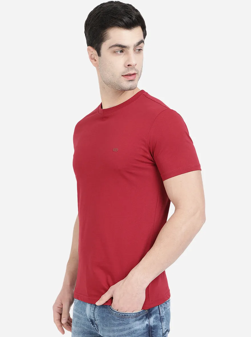 Rio Red Solid Slim Fit T-Shirt | JadeBlue