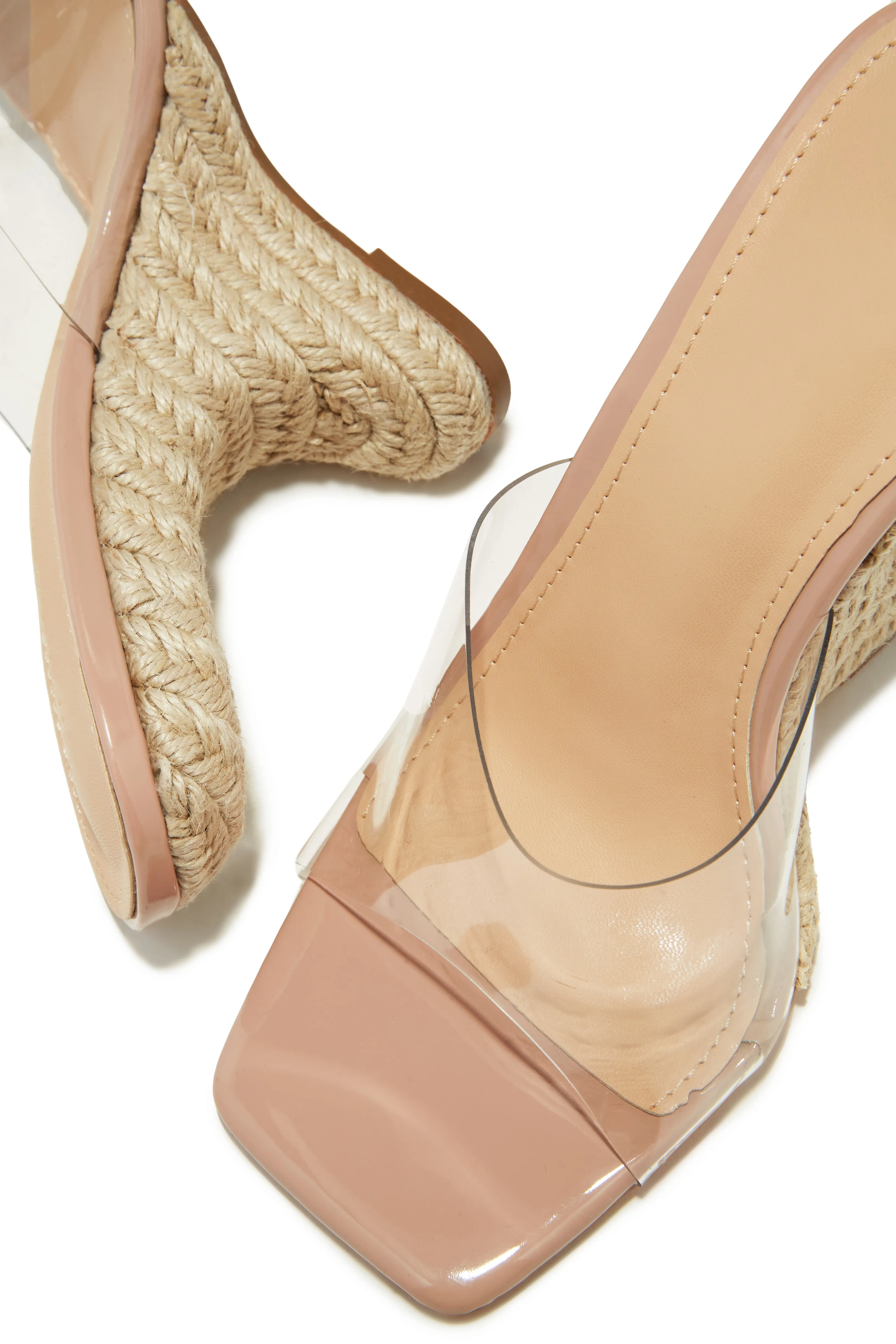 Seamara Wedge Heel Mules - Nude