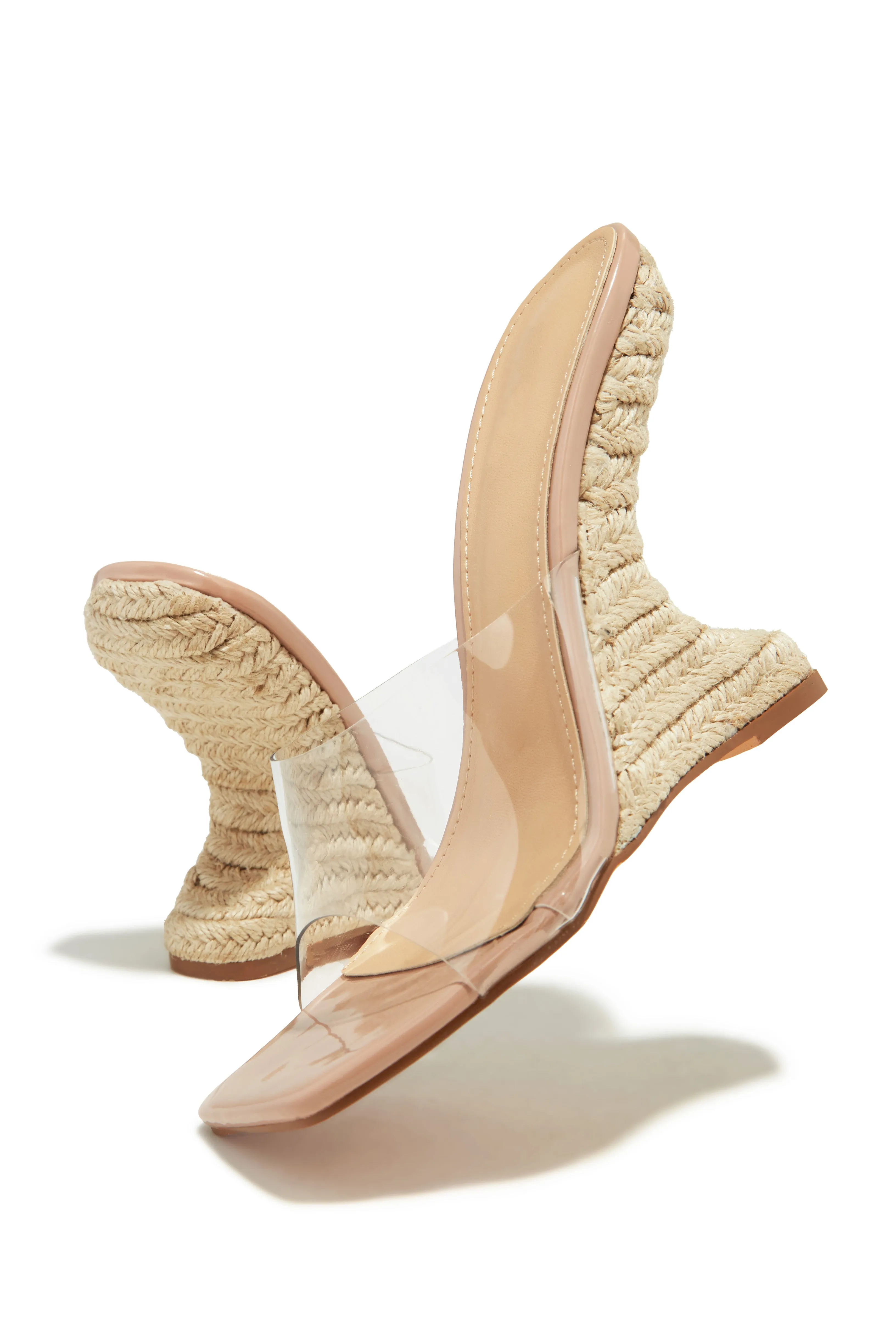 Seamara Wedge Heel Mules - Nude