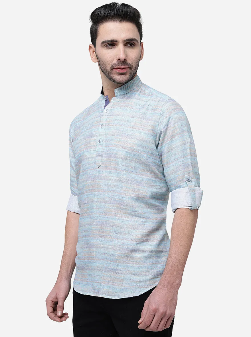 Sky Blue Solid Slim Fit Party Wear Kurta | JB Studio