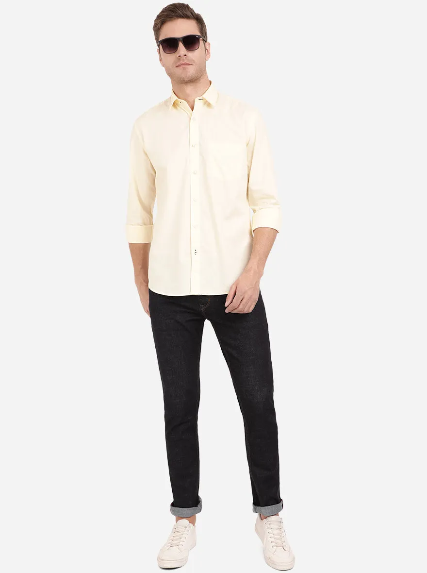 Transparent Yellow Solid Slim Fit Casual Shirt | Greenfibre