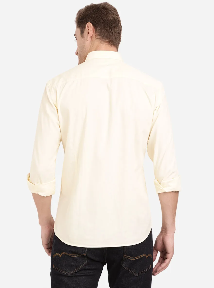 Transparent Yellow Solid Slim Fit Casual Shirt | Greenfibre