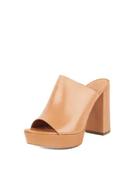 Vegetable Tanned High Heel Peep Toe 110mm Mule - Cammello