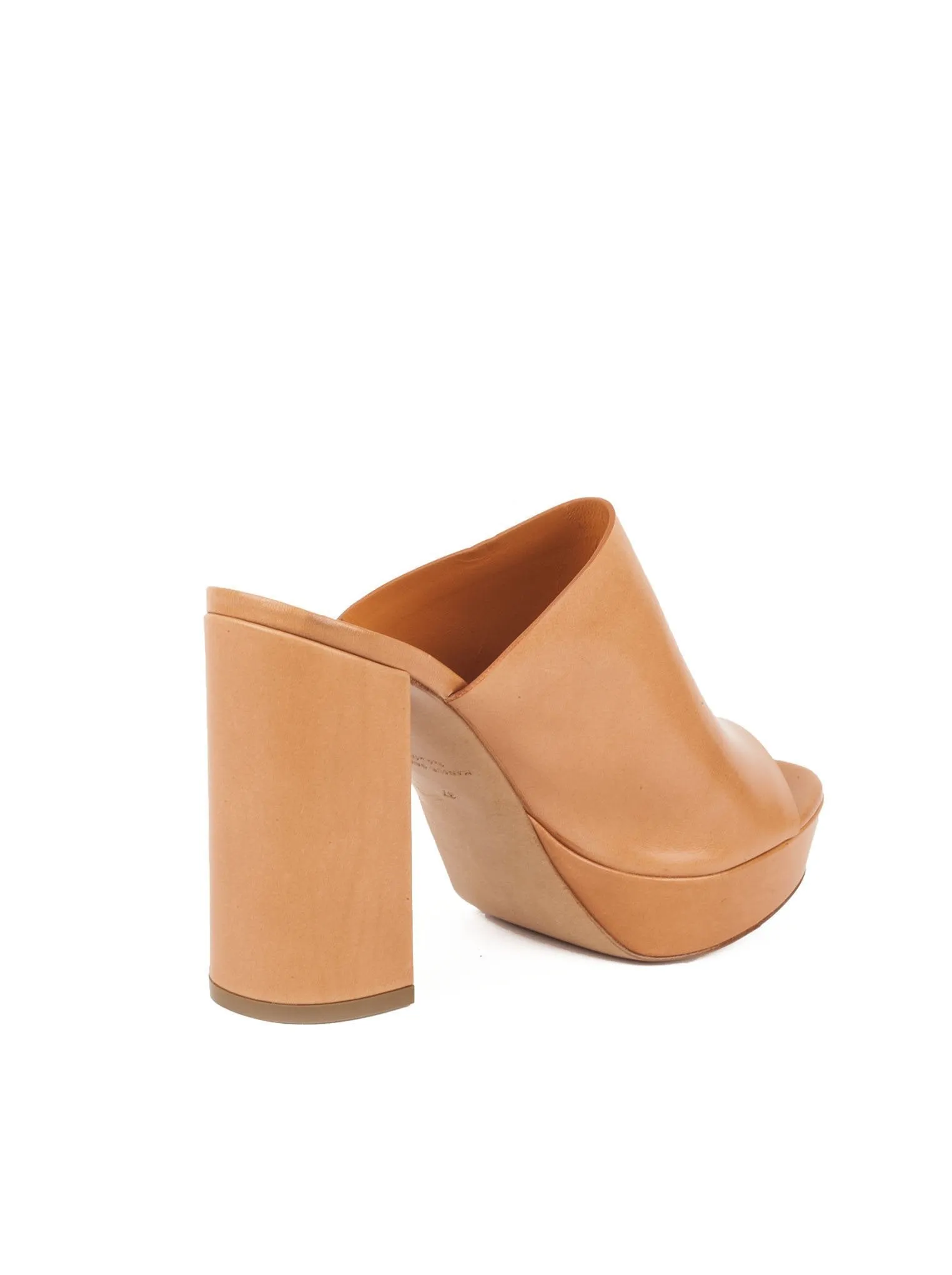 Vegetable Tanned High Heel Peep Toe 110mm Mule - Cammello