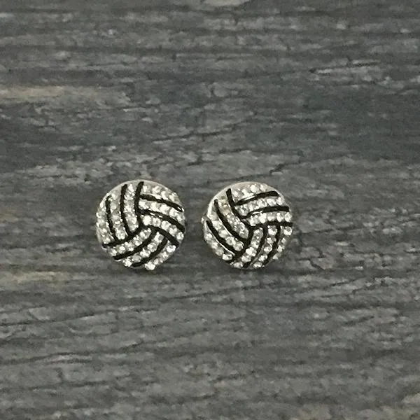 Volleyball Rhinestone Stud Earrings