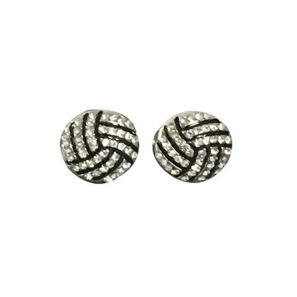 Volleyball Rhinestone Stud Earrings