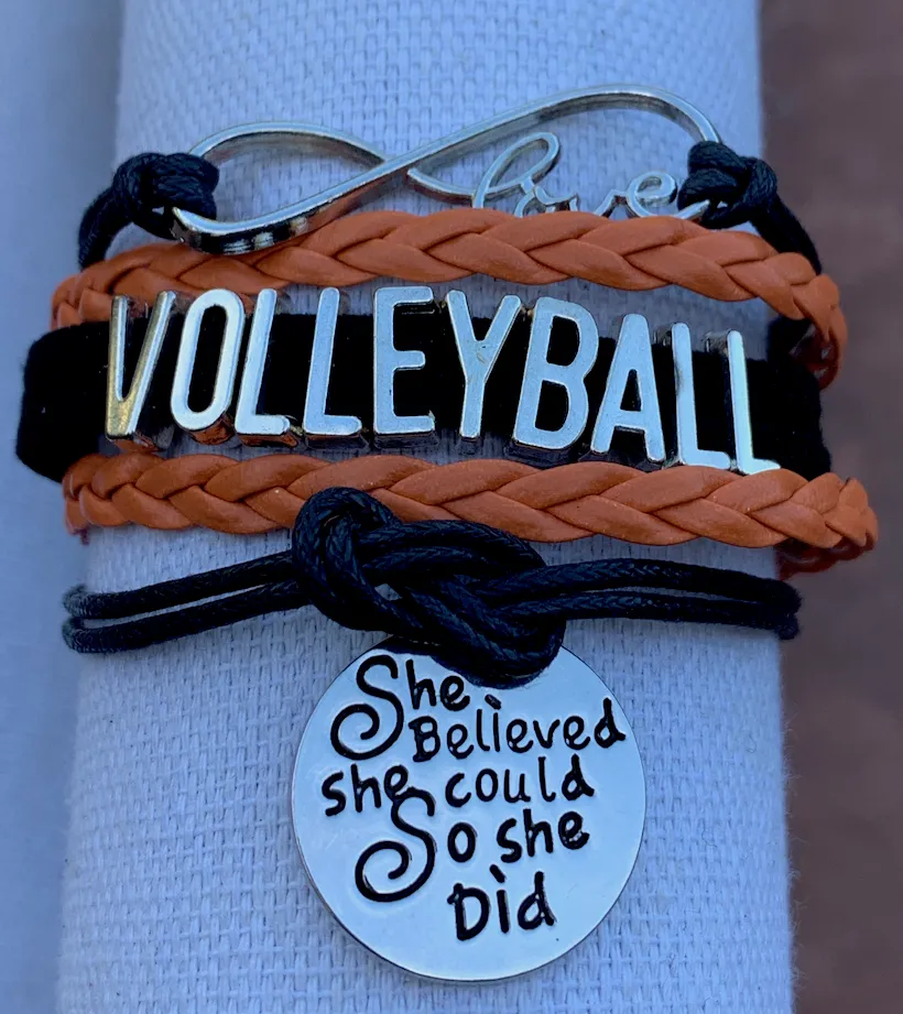 Volleyball She Believed She Could  Bracelet - Pick Your Team Colors