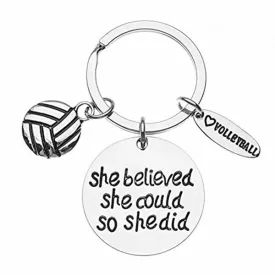 Volleyball She Believed She Could So She Did Keychain