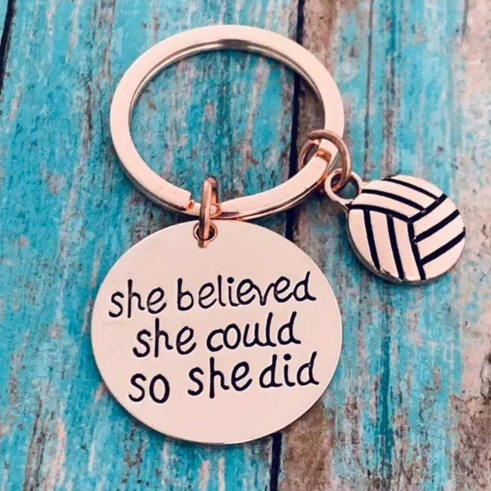 Volleyball She Believed She Could So She Did Keychain